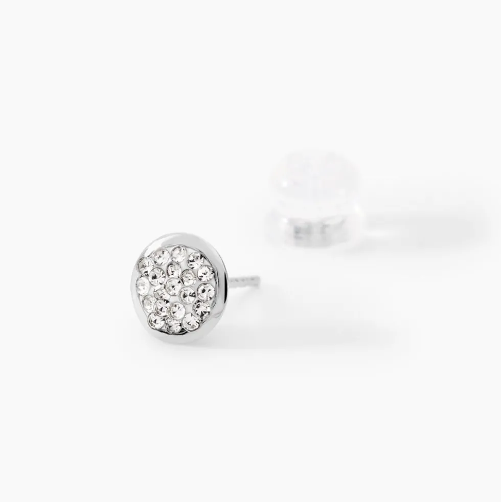 Boucles D'oreilles Puces Edmee Or Blanc Strass