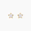 Boucles D'oreilles Puces Edme Etoile Or Jaune Strass