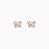 Boucles D'oreilles Puces Edme Papillon Or Rose Strass