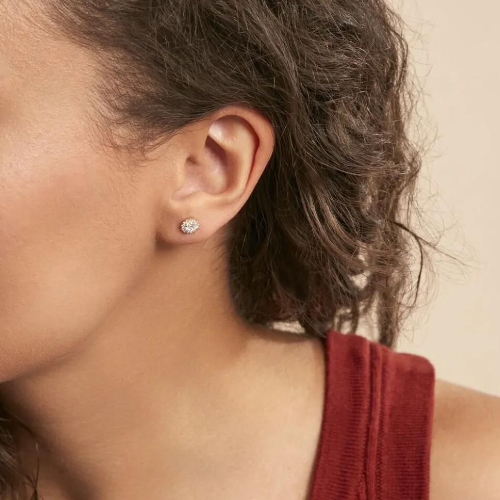 Boucles D'oreilles Puces Edna Or Jaune Oxyde De Zirconium