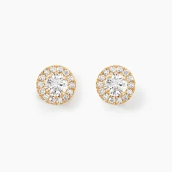 Boucles D'oreilles Puces Edna Or Jaune Oxyde De Zirconium