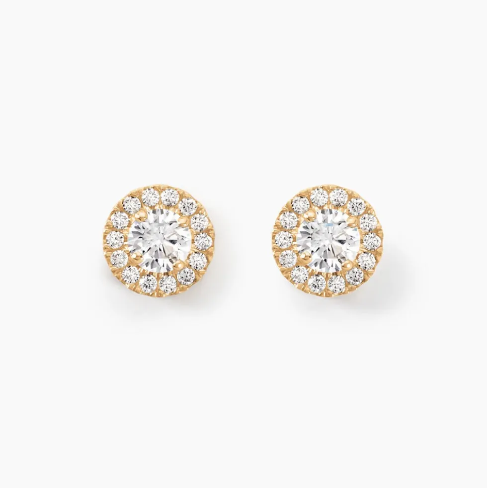 Boucles D'oreilles Puces Edna Or Jaune Oxyde De Zirconium