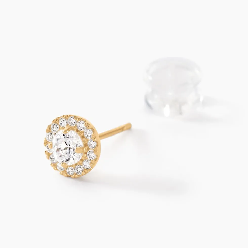 Boucles D'oreilles Puces Edna Or Jaune Oxyde De Zirconium