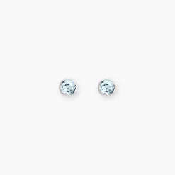 Boucles D'oreilles Puces Edy Serti Clos Or Blanc Topaze
