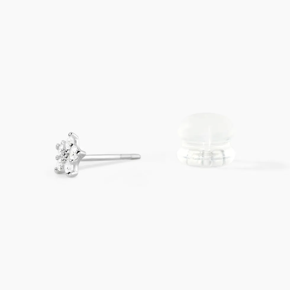 Boucles D'oreilles Puces Elais Etoile Or Blanc Oxyde De Zirconium