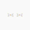Boucles D'oreilles Puces Elara Noeud Or Jaune Oxyde De Zirconium