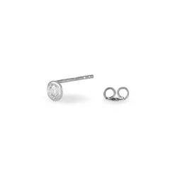 Boucles D'oreilles Puces Elda Serti Clos Or Blanc Oxyde De Zirconium