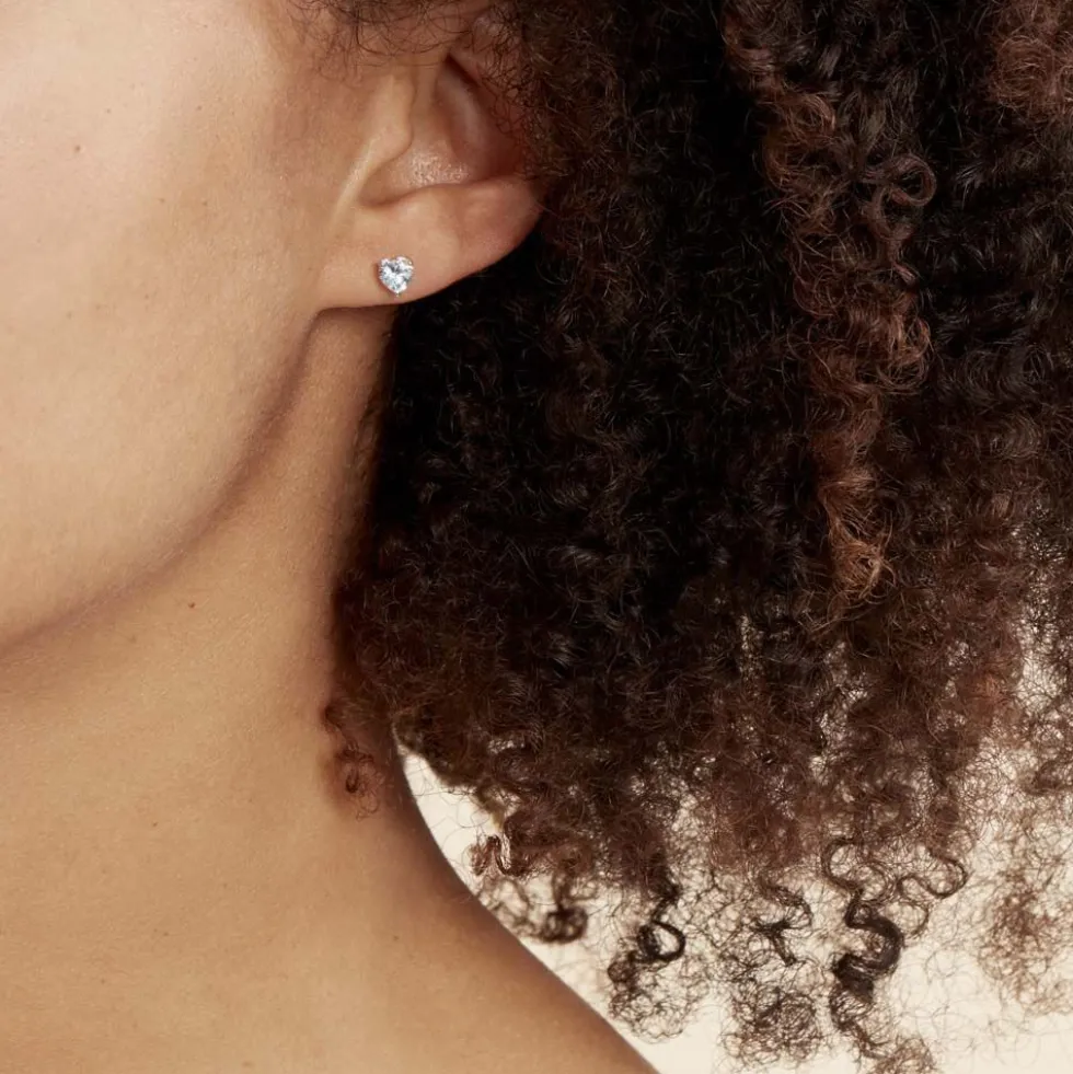 Boucles D'oreilles Puces Elda Serti Clos Or Blanc Oxyde De Zirconium