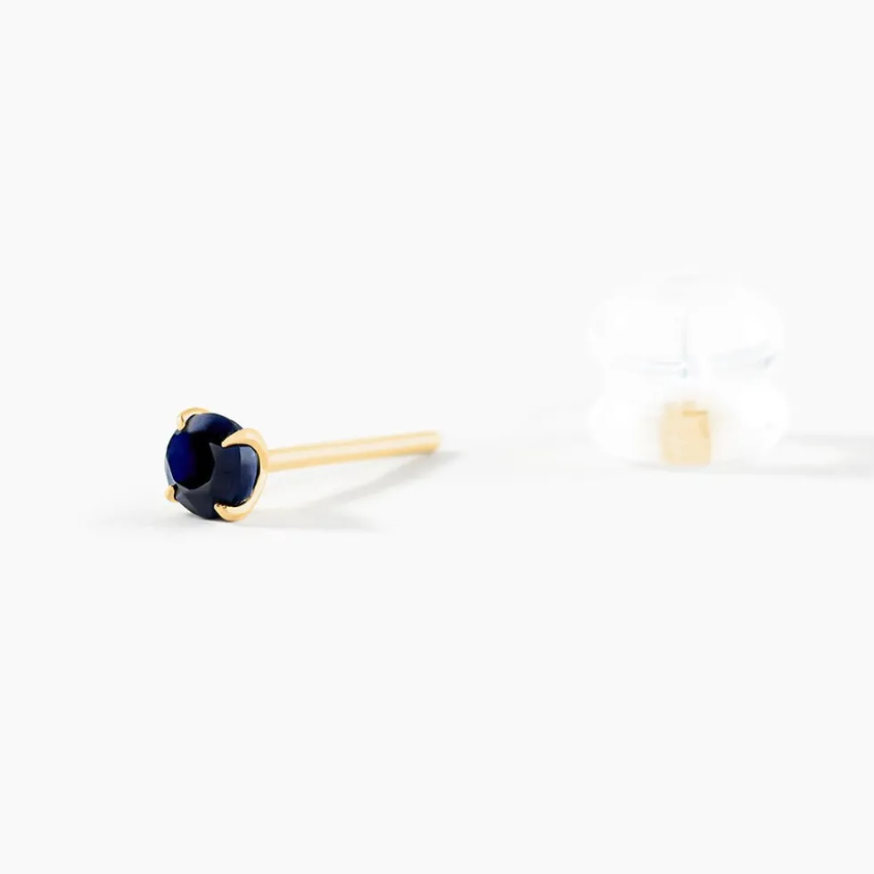 Boucles D'oreilles Puces Elea Serti Griffe Or Jaune Saphir