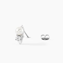 Boucles D'Oreilles Puces Elea Argent Blanc Perle De Culture Oxyde De Zirconium