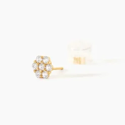 Boucles D'oreilles Puces Eleanor Fleur Or Jaune Oxyde De Zirconium