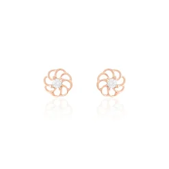 Boucles D'oreilles Puces Eleanor Fleur Or Rose Oxyde De Zirconium