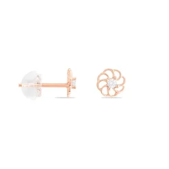 Boucles D'oreilles Puces Eleanor Fleur Or Rose Oxyde De Zirconium