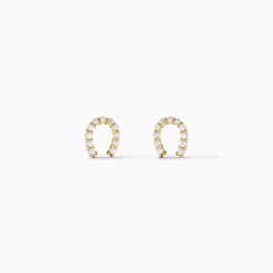 Boucles D'oreilles Puces Elouen Fer A Cheval Or Jaune Oxyde