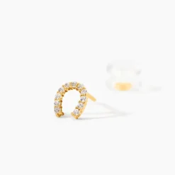 Boucles D'oreilles Puces Elouen Fer A Cheval Or Jaune Oxyde