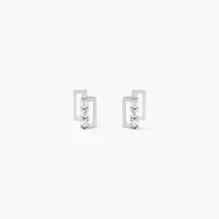 Boucles D'oreilles Puces Eoin Or Blanc Oxyde De Zirconium
