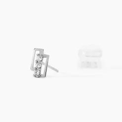 Boucles D'oreilles Puces Eoin Or Blanc Oxyde De Zirconium