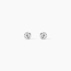 Boucles D'oreilles Puces Erlea Or Jaune Boules Cristal
