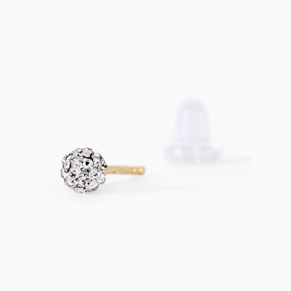Boucles D'oreilles Puces Erlea Or Jaune Boules Cristal