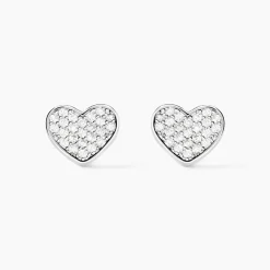 Boucles D'oreilles Puces Esperanza Argent Blanc Oxyde De Zirconium