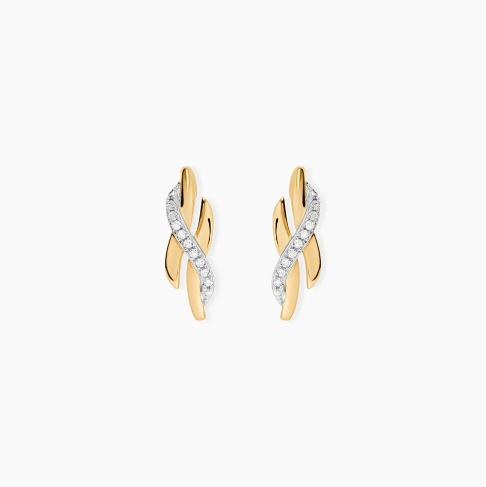 Boucles D'oreilles Puces Ester Or Jaune Diamant