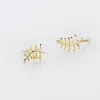 Boucles D'oreilles Puces Eudia Feuilles Or Jaune