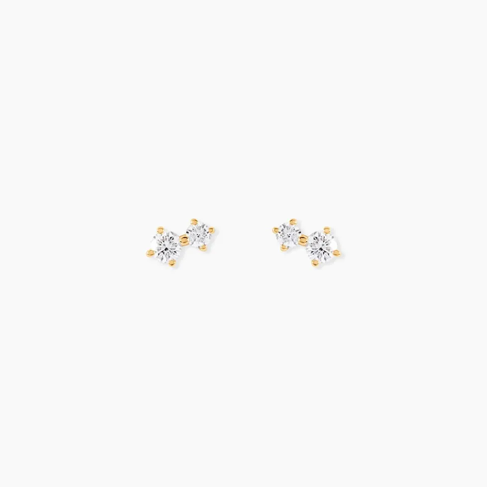Boucles D'oreilles Puces Eugenio Or Jaune Diamant Synthétique