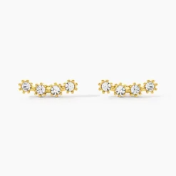 Boucles D'oreilles Puces Eva Acier Jaune Cristal