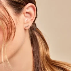 Boucles D'oreilles Puces Eva Acier Jaune Cristal