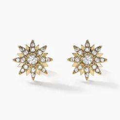 Boucles D'oreilles Puces Eva Acier Jaune Oxyde De Zirconium