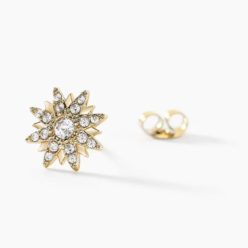Boucles D'oreilles Puces Eva Acier Jaune Oxyde De Zirconium