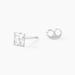 Boucles D'oreilles Puces Eve Argent Blanc Oxyde De Zirconium