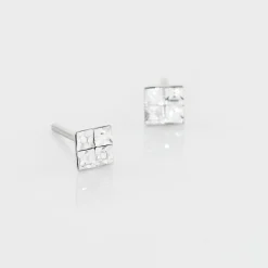 Boucles D'oreilles Puces Eve Argent Blanc Oxyde De Zirconium