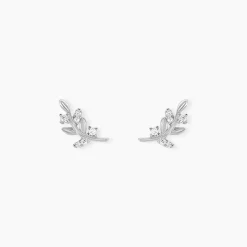 Boucles D'oreilles Puces Evonne Argent Blanc Oxyde De Zirconium