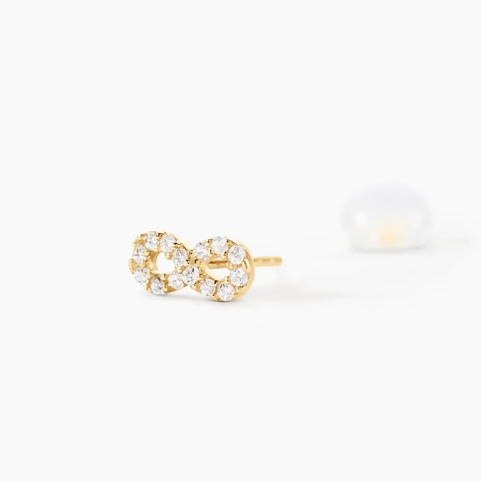 Boucles D'oreilles Puces Fannelle Infini Or Jaune Oxyde De Zirconium