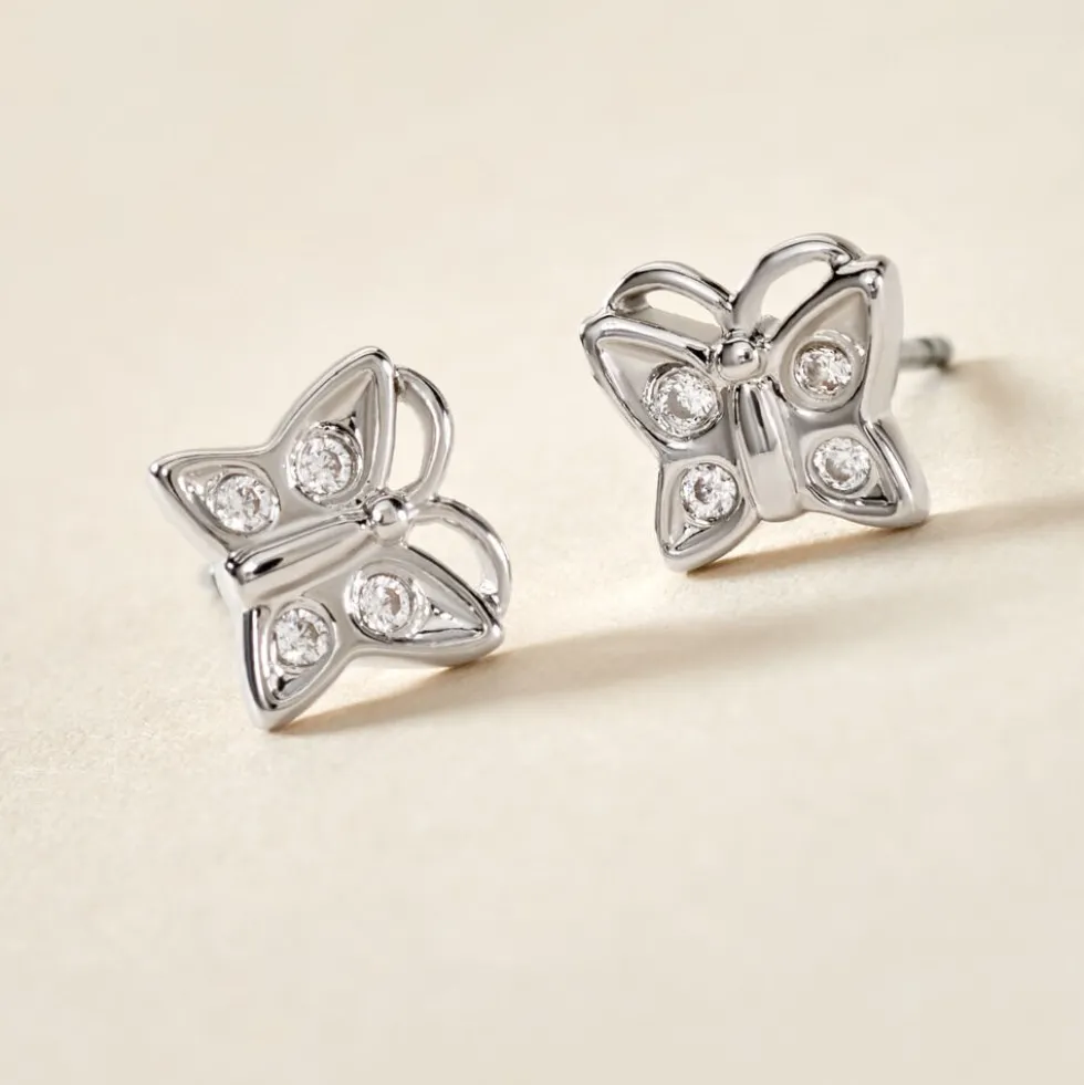 Boucles D'oreilles Puces Farasha Argent Blanc Oxyde De Zirconium