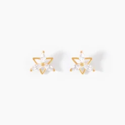 Boucles D'Oreilles Puces Farid Or Jaune Oxyde De Zirconium