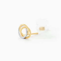 Boucles D'oreilles Puces Farouk Cercle Or Bicolore