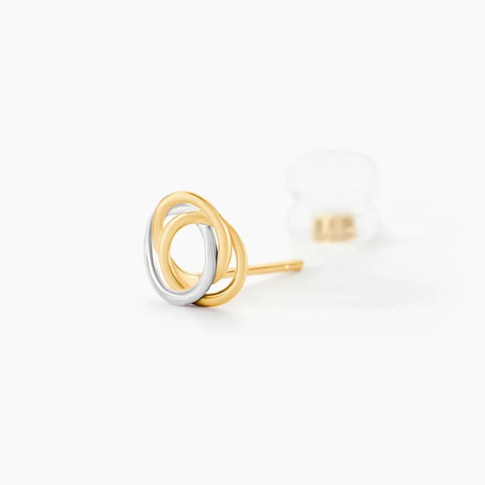 Boucles D'oreilles Puces Farouk Cercle Or Bicolore