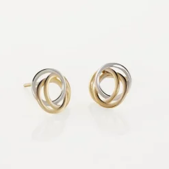 Boucles D'oreilles Puces Farouk Cercle Or Bicolore