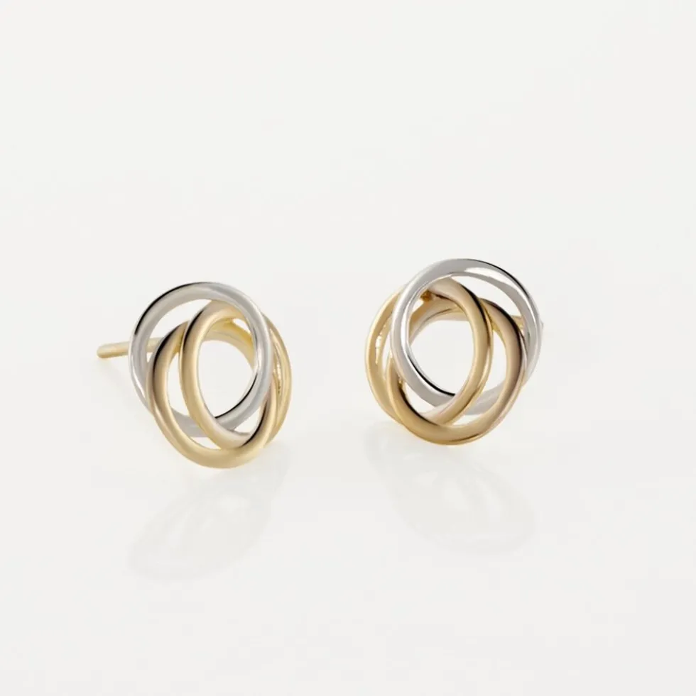 Boucles D'oreilles Puces Farouk Cercle Or Bicolore