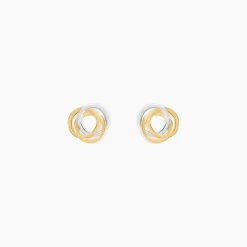 Boucles D'oreilles Puces Farouk Cercle Or Bicolore