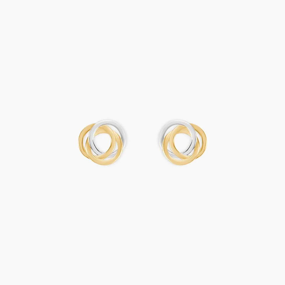 Boucles D'oreilles Puces Farouk Cercle Or Bicolore
