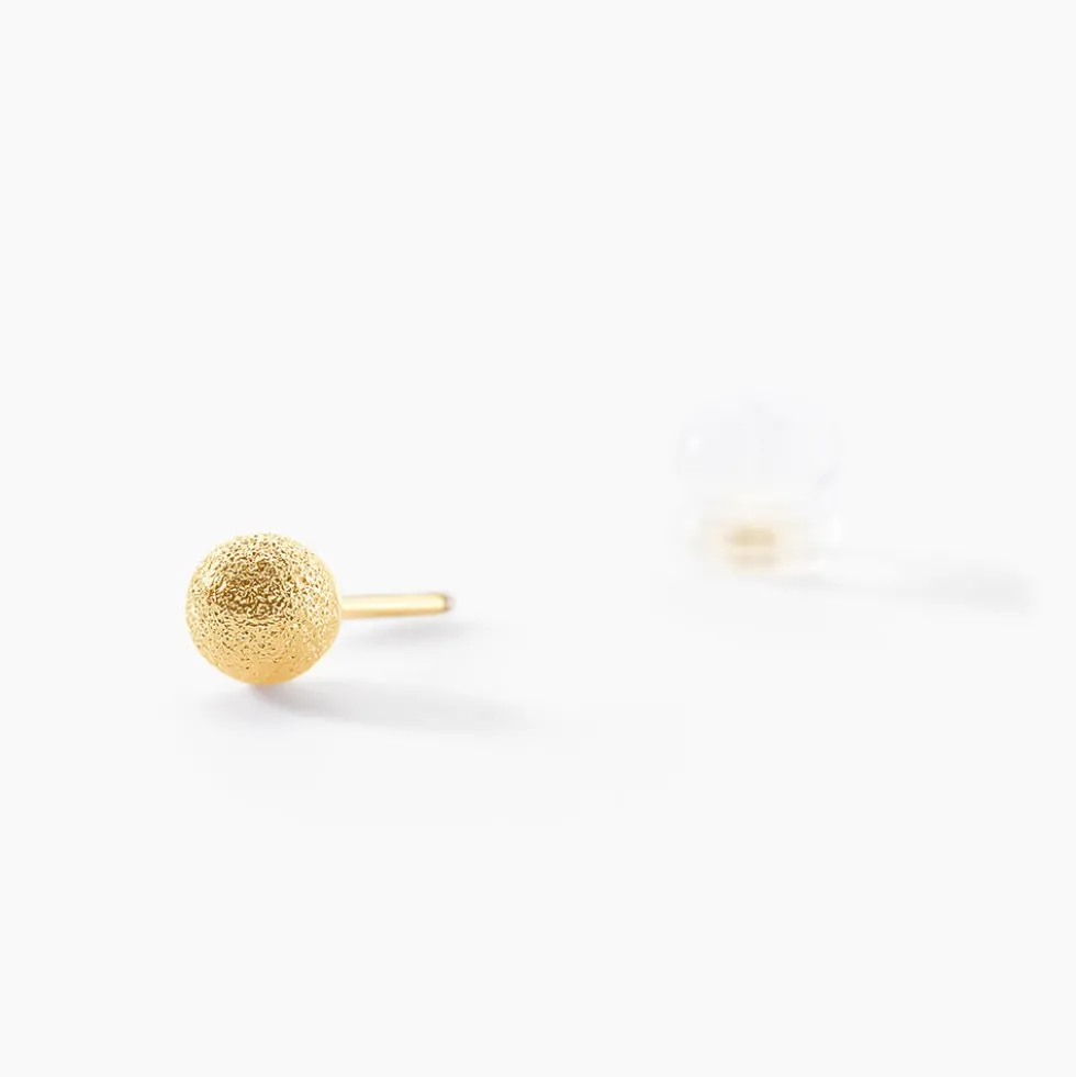 Boucles D'oreilles Puces Fidelia Boule Sablee Or Jaune