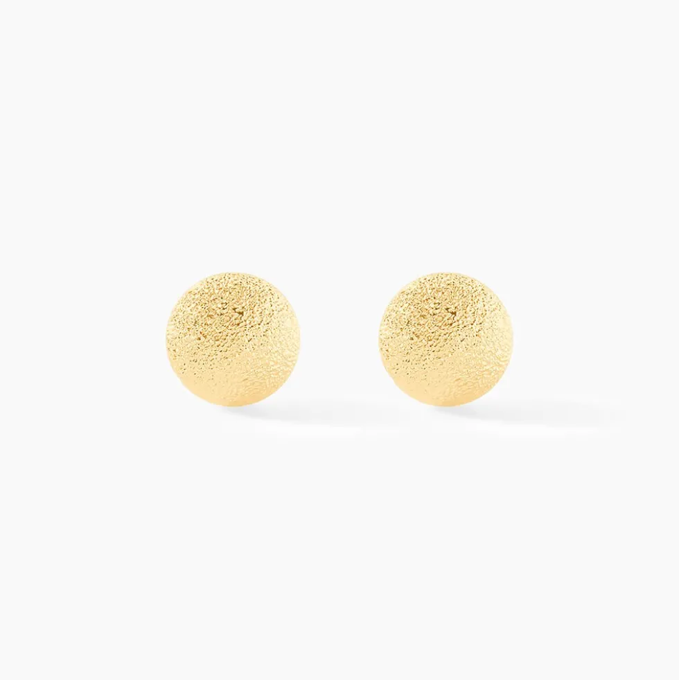 Boucles D'oreilles Puces Fidelia Boule Sablee Or Jaune