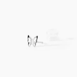 Boucles D'oreilles Puces Filippa Papillon Or Blanc