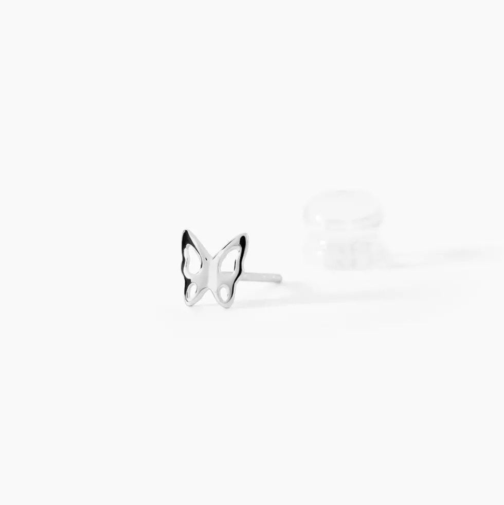 Boucles D'oreilles Puces Filippa Papillon Or Blanc