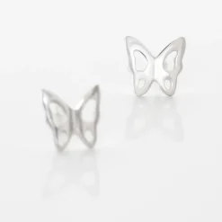 Boucles D'oreilles Puces Filippa Papillon Or Blanc