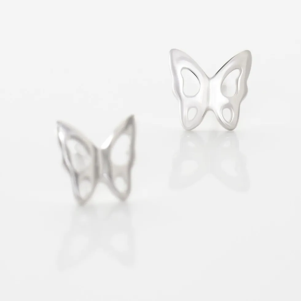 Boucles D'oreilles Puces Filippa Papillon Or Blanc