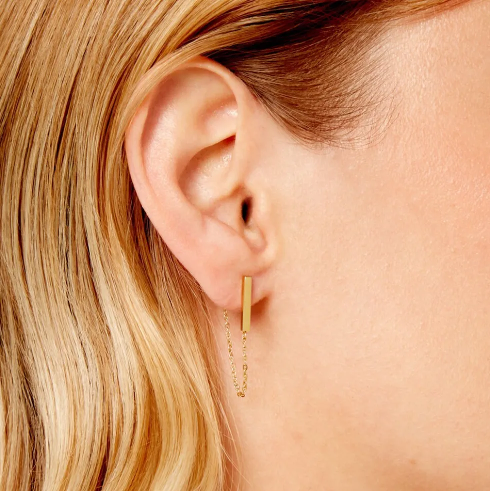 Boucles D'Oreilles Puces Fino Acier Jaune
